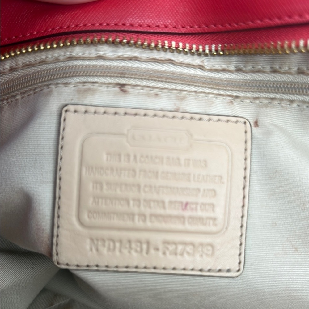 COACH PEYTON LEATHER ZIP TOP SHOPPER TOTE BAG PURSE PERSIMMON - Picture 8 of 8